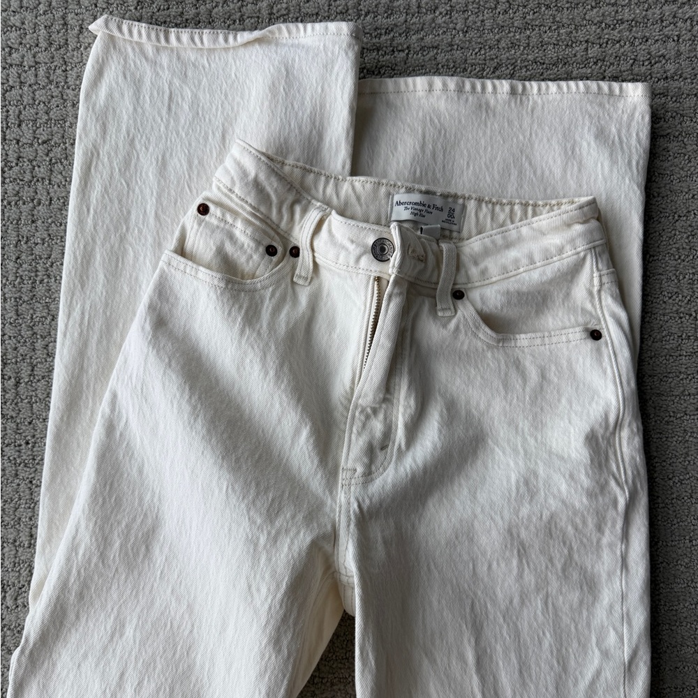 Abercrombie & Fitch Cream Flare Jeans